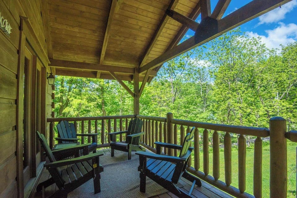 Covered deck seating to take in nature...