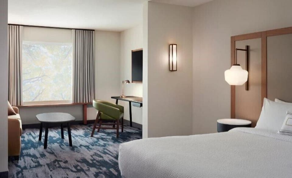 Suite, 1 King Bed with Sofa bed (Mobility/Hearing Access, Roll-In Shwr) | Desk, blackout drapes, iron/ironing board, free cribs/infant beds