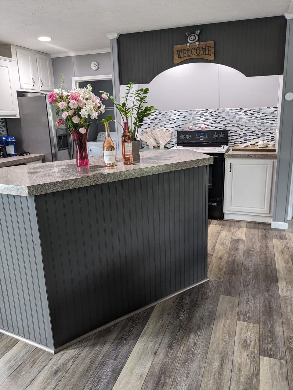 kitchen and island 