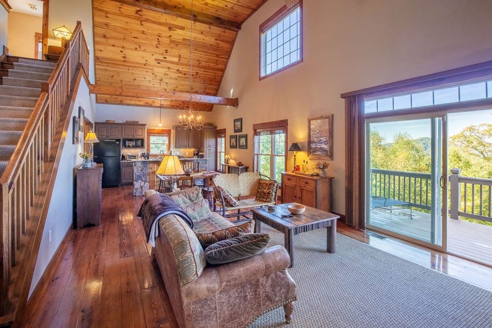 Living room - Large glass doors to allow for natural lighting.