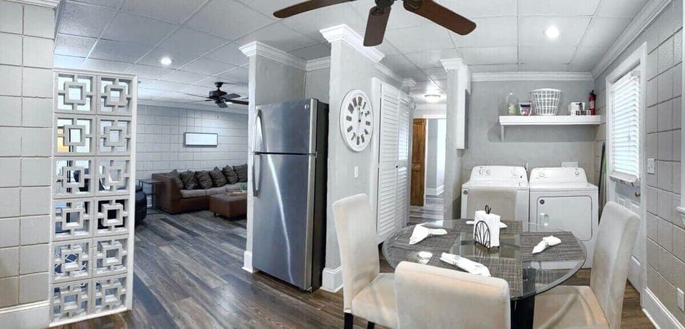 A closer view of laundry and dining!