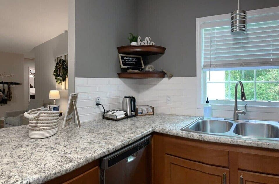 A close up of the kitchen!