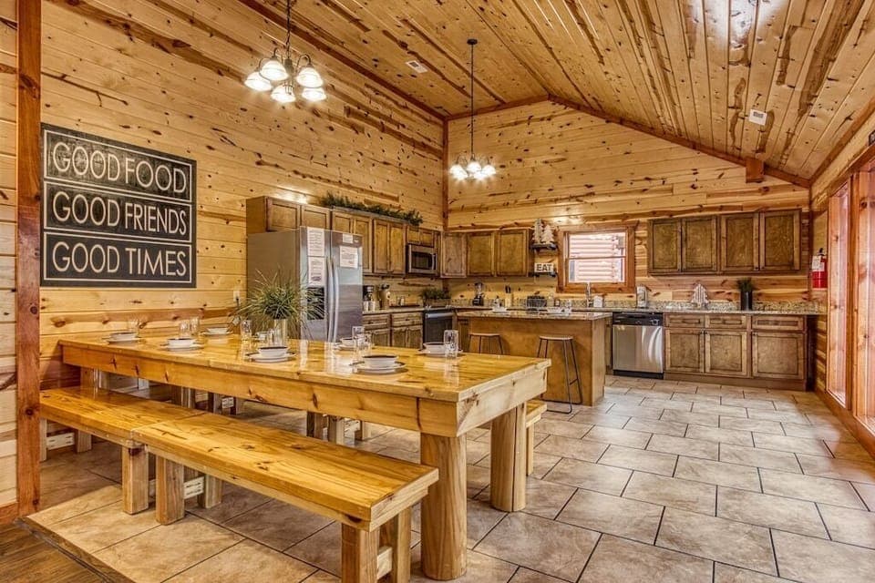Eat, Drink and Be Beary's kitchen and dining area