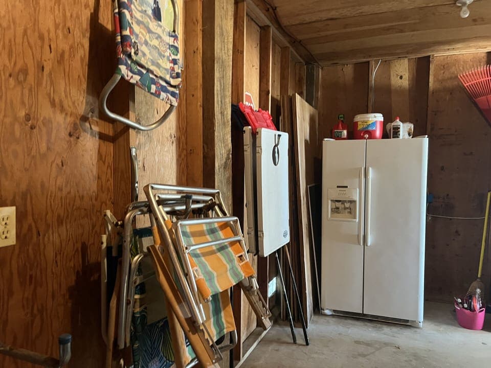 Downstairs fridge and storage. 