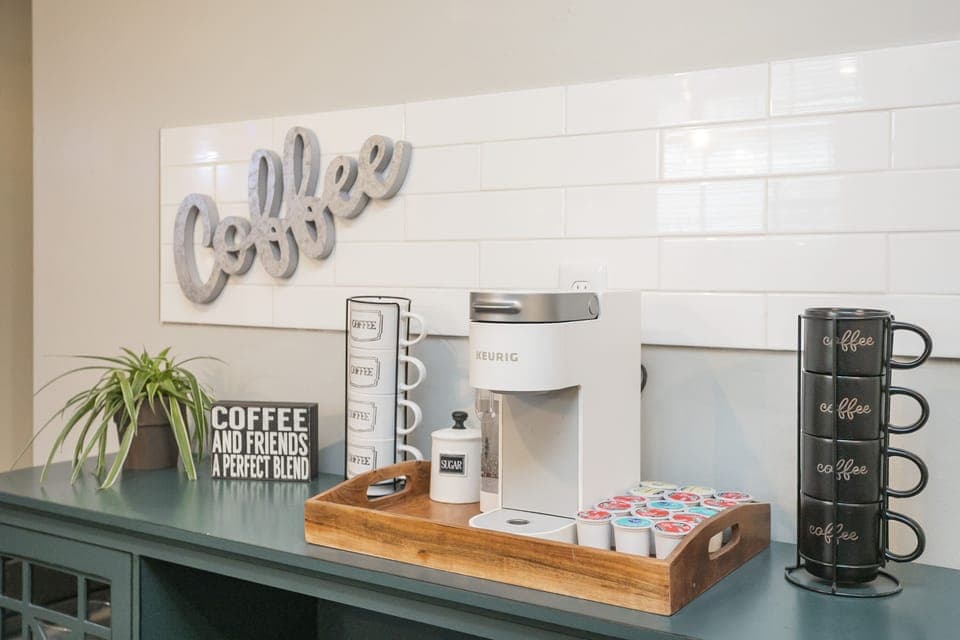 Come get your morning shot of coffee!  Keurig pods provided.