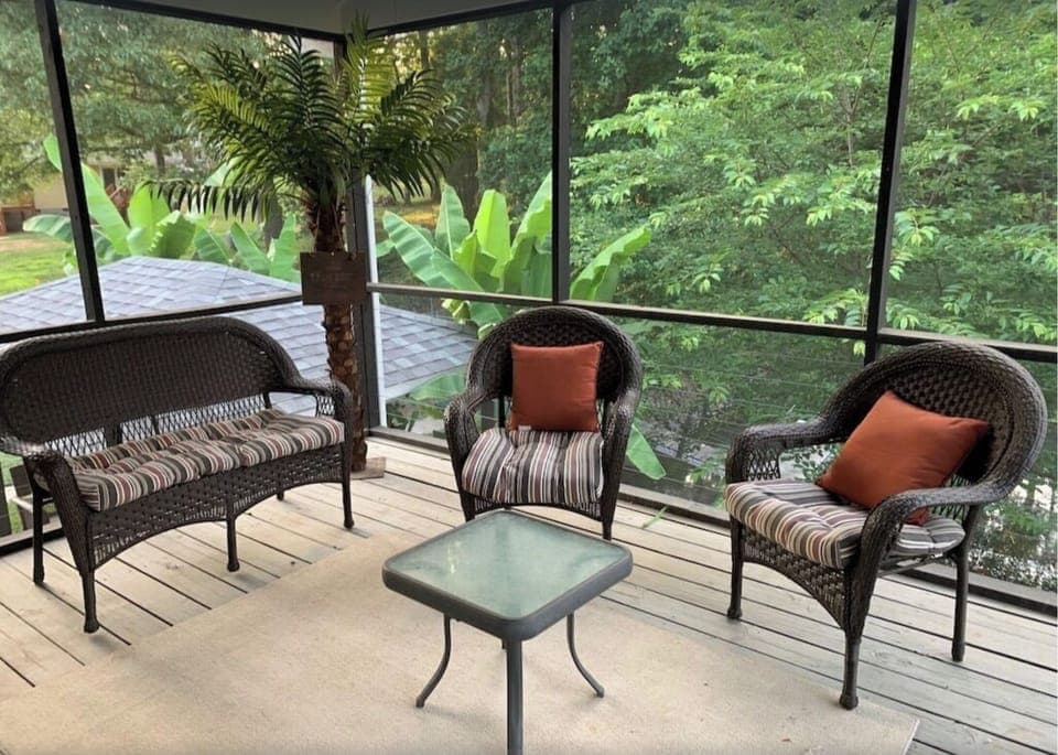 Screened In Porch Off Of The Kitchen W. Stunning Views Down The Cove.