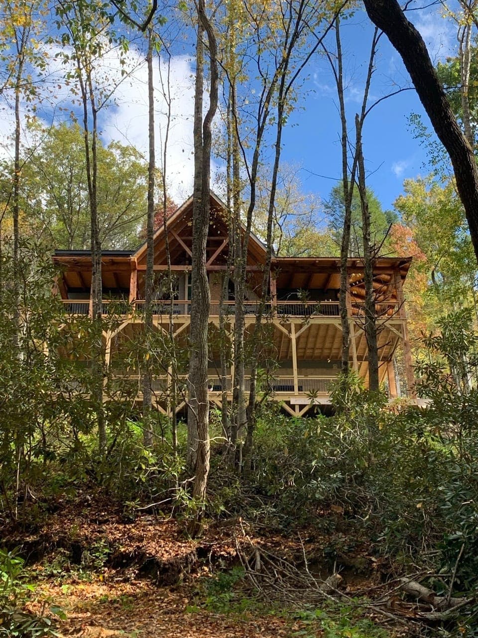 View of home from the river, photo taken early in construction October 2021