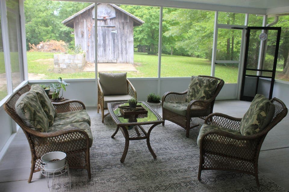 Relax in the beautiful screened in patio. 