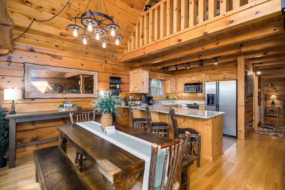 Custom built dining room farmhouse table and chairs