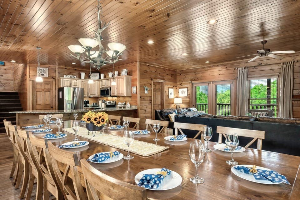 Gather round for a feast with dining room table that seats 14