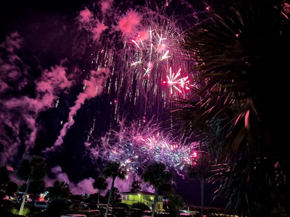 Watching the 4th of July fireworks from the private balcony