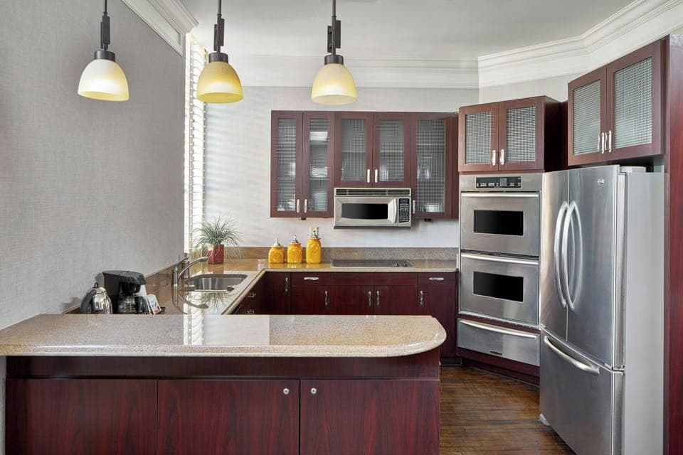 Fridge, microwave, coffee/tea maker