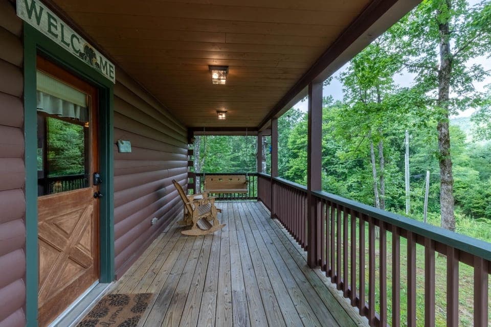 Porch - Front porch with swing and rocking chairs