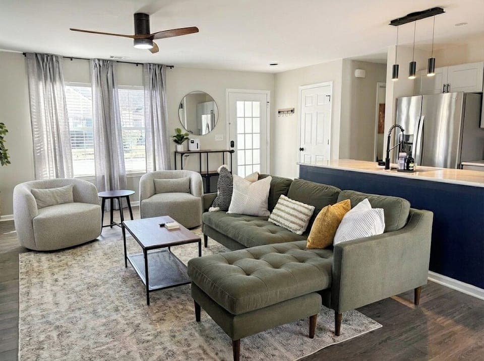 Newly renovated - open concept living room.