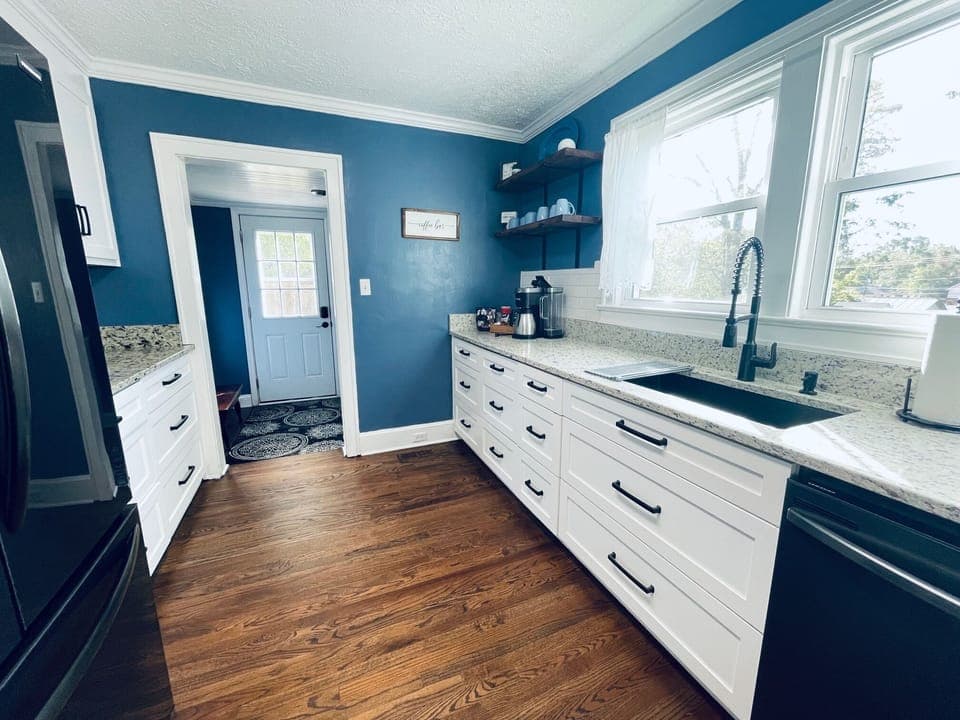 Fully stocked with coffee bar area, front door frig, stove with air fryer.