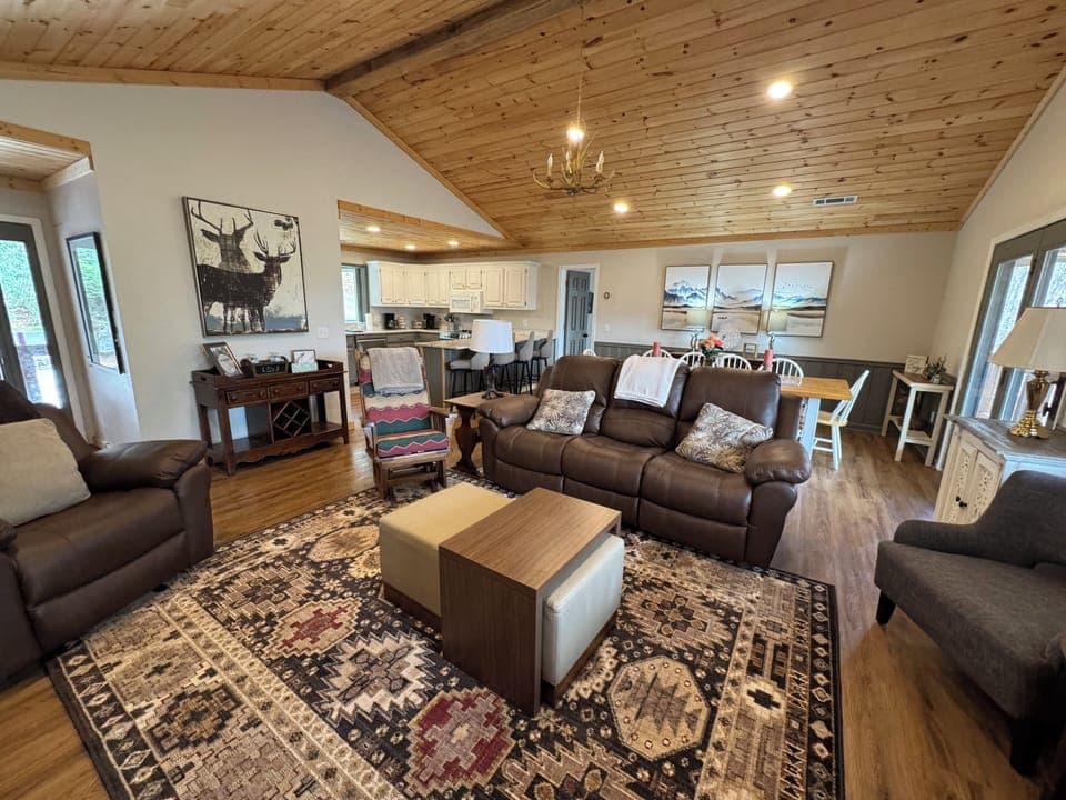 Main level Living with wood burning fireplace