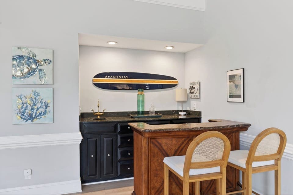 Bar area in the living room.