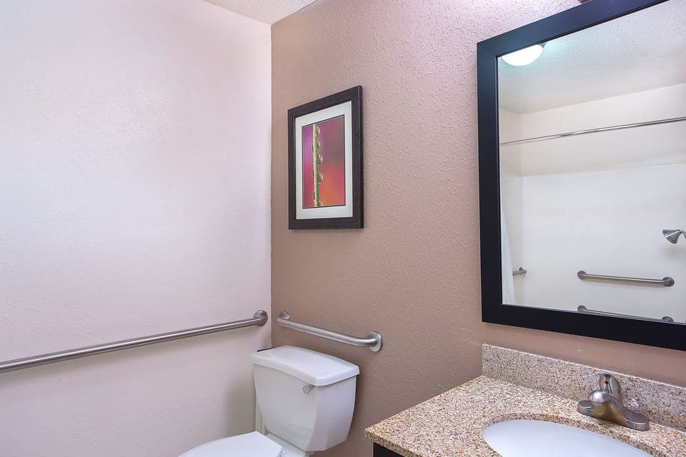 Standard Room, 1 King Bed, Accessible (Mobil Tub) | Bathroom | Hair dryer, towels