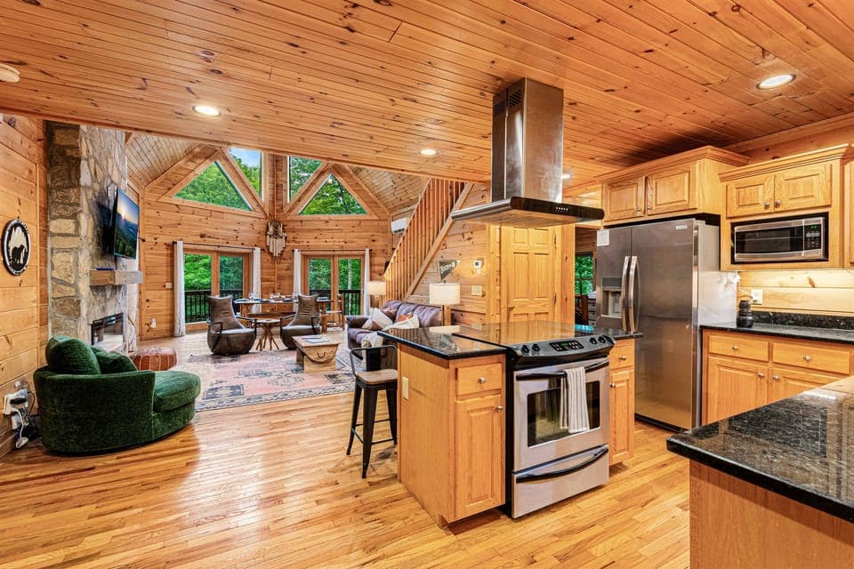 Open kitchen and living concept that setups up perfectly for spending time with family and friends.