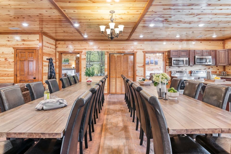 Dual dining tables.