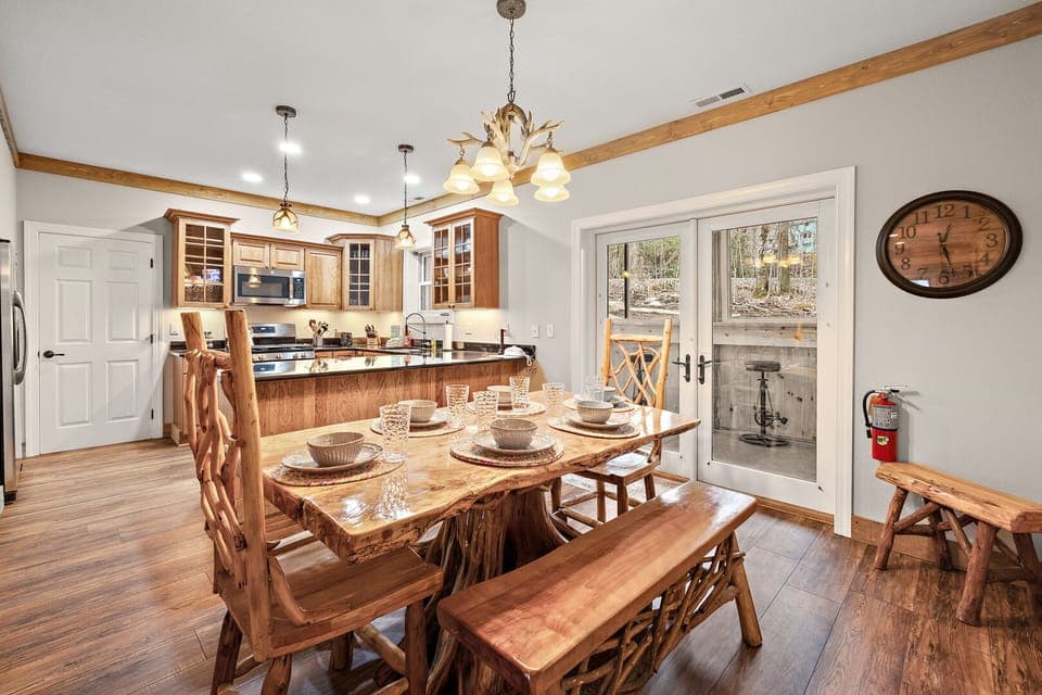 Bright Dining and Kitchen Area with Porch Access