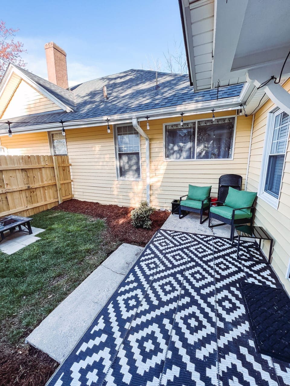 Outside patio area with fire pits and room for the doggies to play