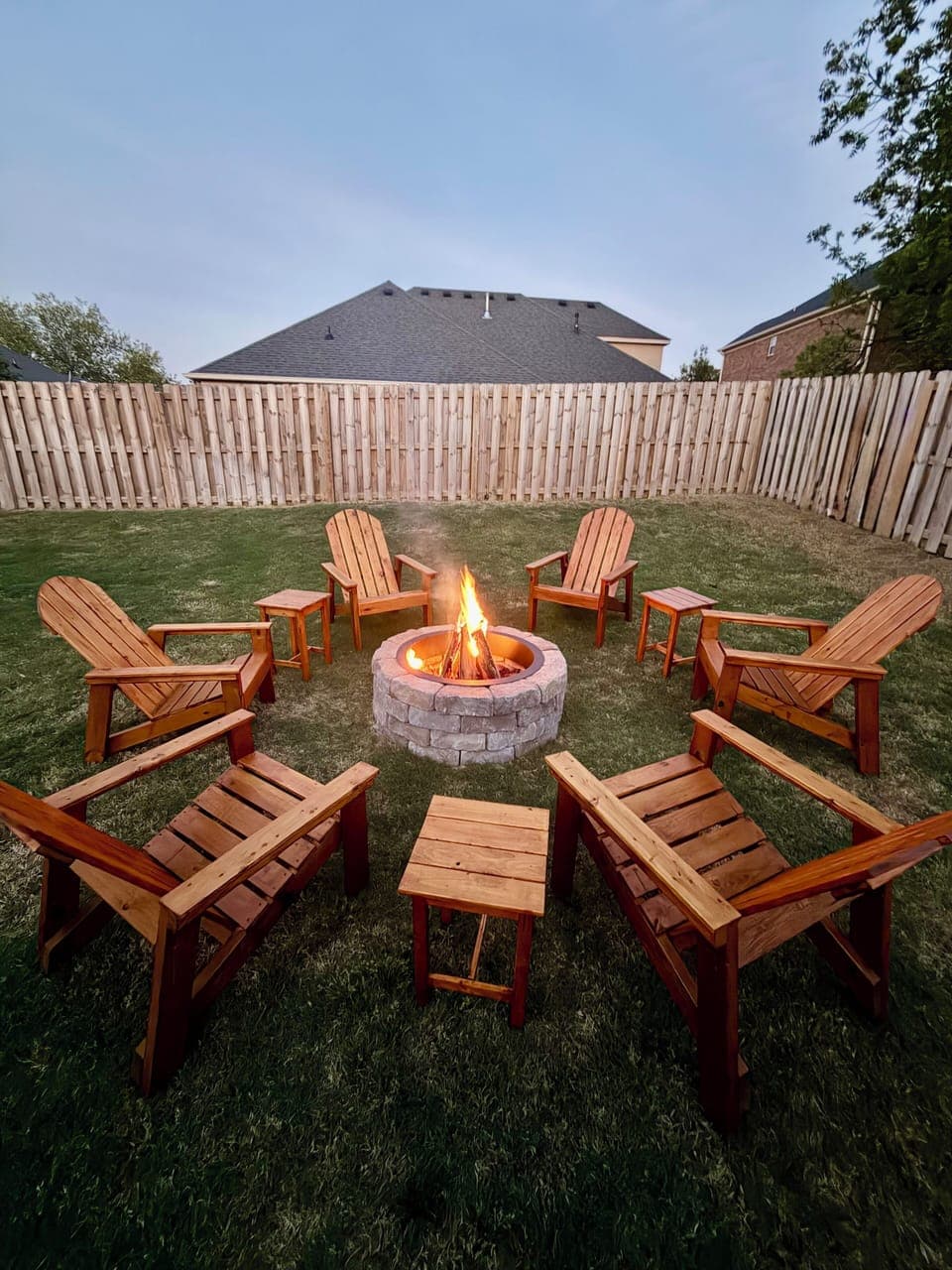 Enjoy a nice fire in the privacy of the backyard after a long day at the course!