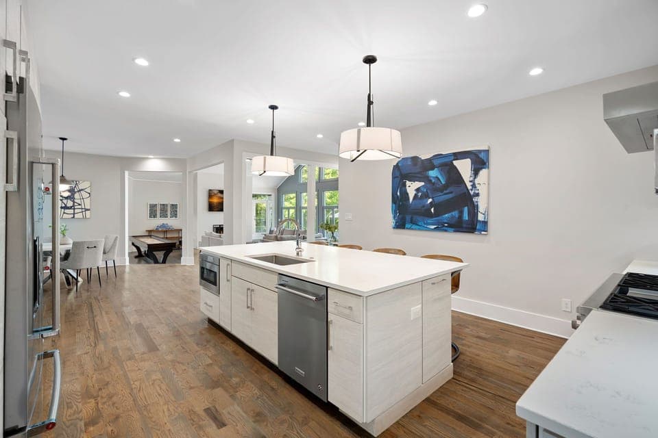 Modern, fully stocked kitchen.