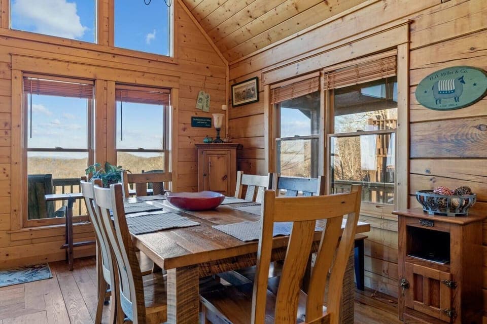 Large dining room table seats 6. 