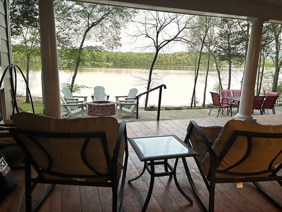Relax, gather, and enjoy views from the firepit and covered porch.