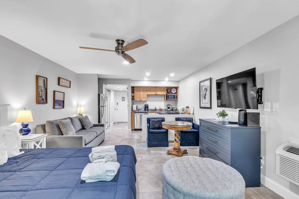 Open Living Space with King Bed