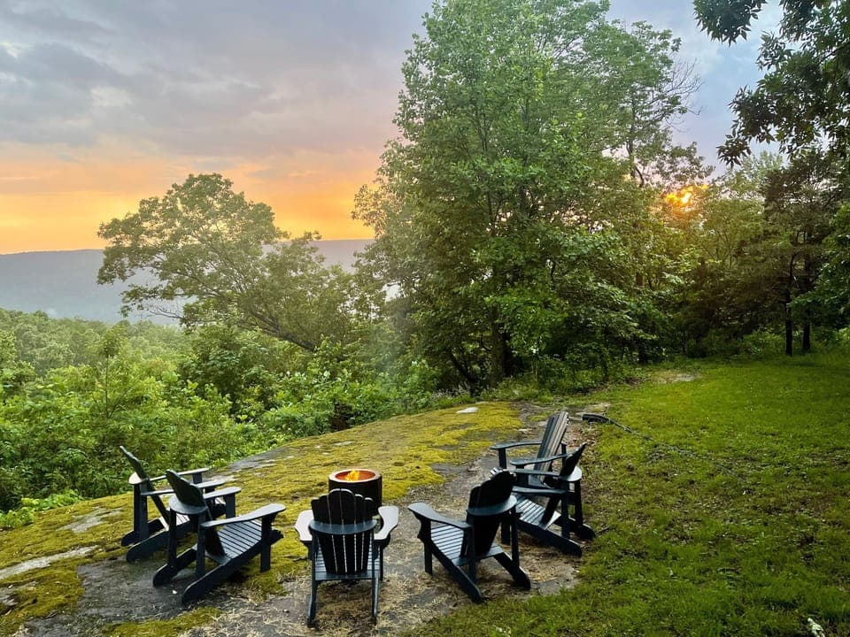 Experience the serene beauty of late fall sunsets from the back porch.