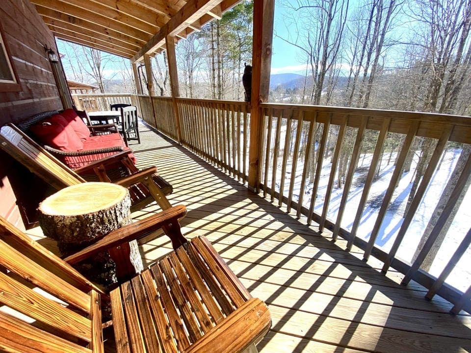 Mountain view from covered deck