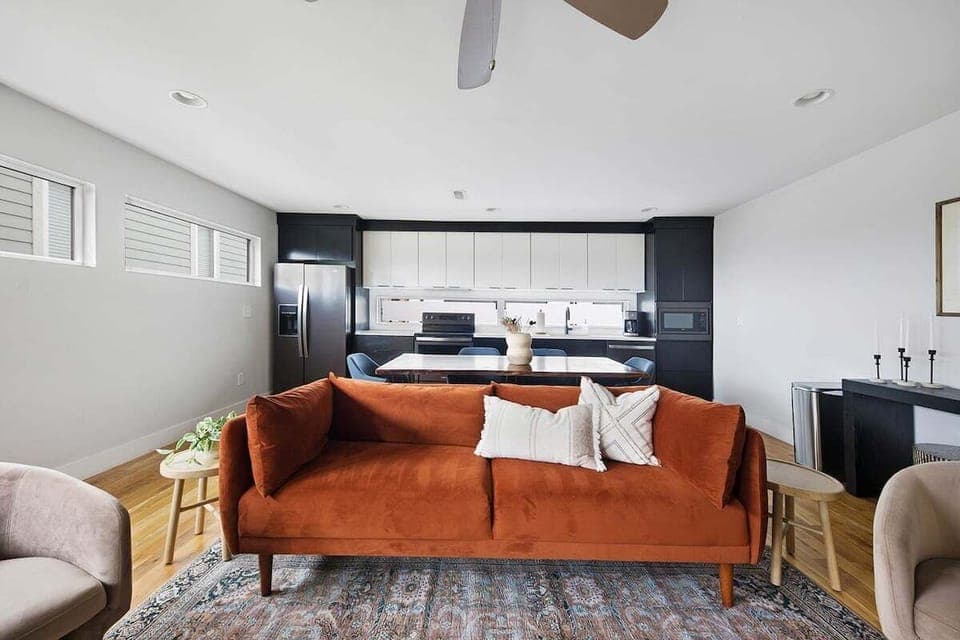 Bright, airy layout blending modern living and dining.