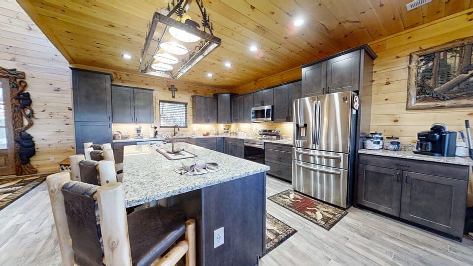 kitchen view from fireplace