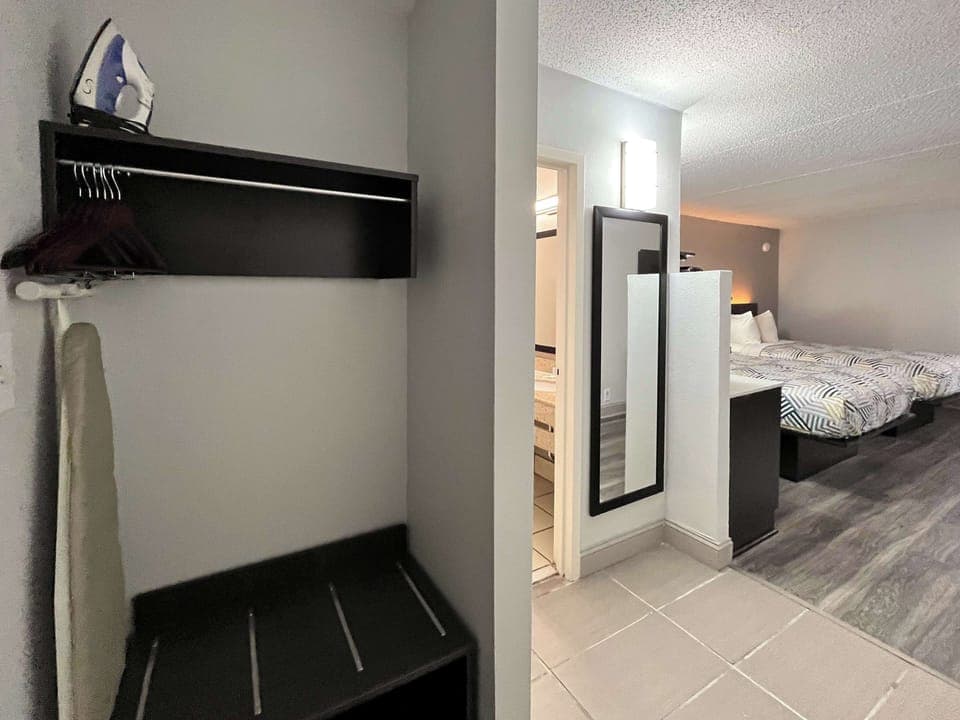 Desk, blackout drapes, iron/ironing board, free WiFi