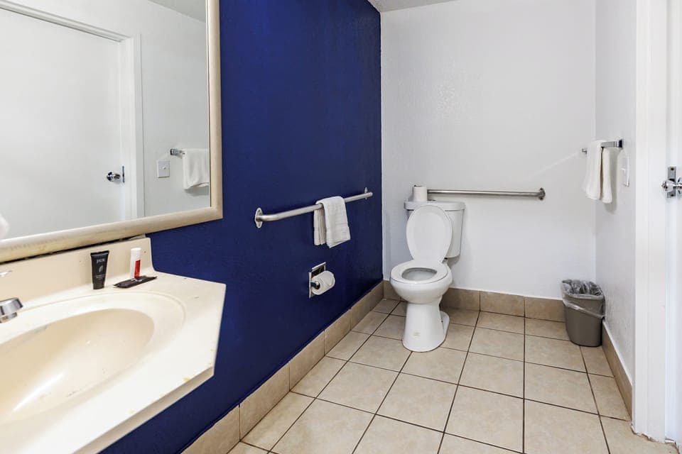 Queen Bed Non-Smoking | Bathroom | Free toiletries, hair dryer, towels