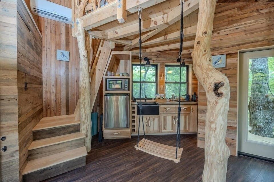 Tree House, Mountain View, Mountainside | Private kitchen | Mini-fridge, microwave, coffee grinder, toaster oven