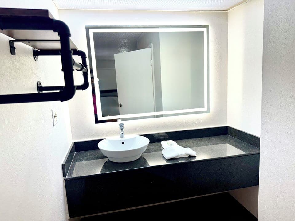 Room, 1 King Bed, Mobility Accessible, Non Smoking (Roll-in Shower) | Bathroom | Shower, rainfall showerhead, free toiletries, hair dryer