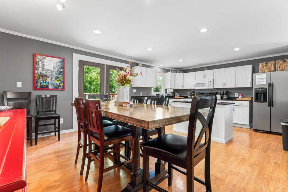 House, Multiple Beds, Patio (The Blue Bungalow) | Private kitchen | Fridge, microwave, oven, stovetop