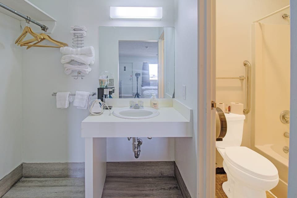Room, 1 King Bed, Non Smoking | Bathroom | Free toiletries, hair dryer, towels