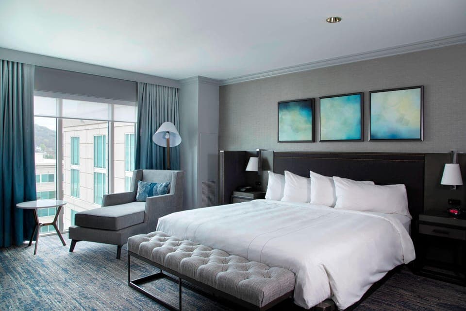 Hypo-allergenic bedding, in-room safe, desk, blackout drapes