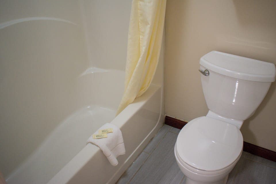 Bathtub, hair dryer, towels