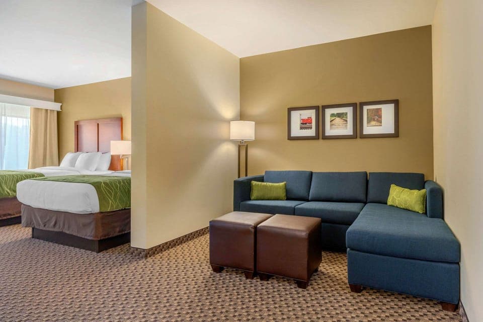 Suite, 2 Queen Beds, Non Smoking | Pillowtop beds, desk, blackout drapes, iron/ironing board