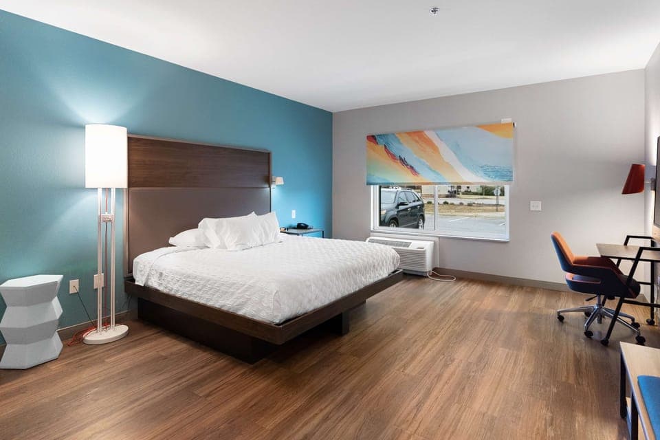 Room, 1 King Bed, Accessible (Roll-In Shower) | Desk, blackout drapes, iron/ironing board, bed sheets