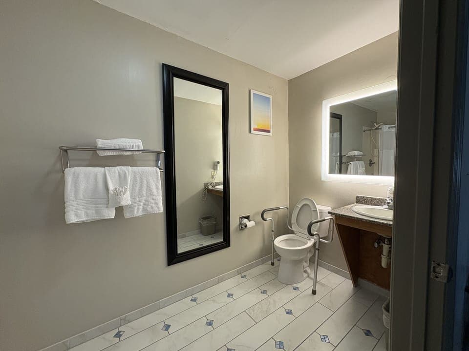 Room (King Bed Accessible Non-Smoking) | Bathroom | Free toiletries, hair dryer, towels