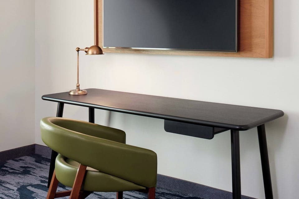 1 bedroom, desk, laptop workspace, iron/ironing board