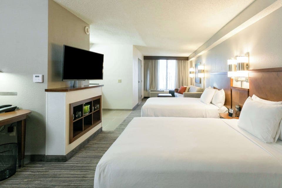 Room, 2 Double Beds, Accessible, Bathtub | Premium bedding, desk, blackout drapes, iron/ironing board