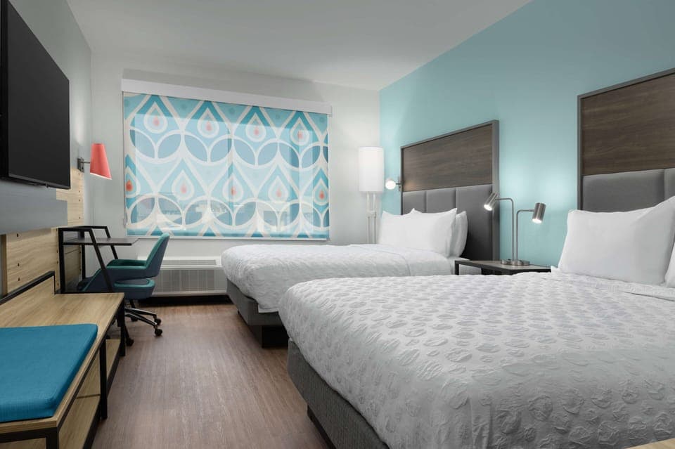 Room, 2 Queen Beds | Desk, laptop workspace, blackout drapes