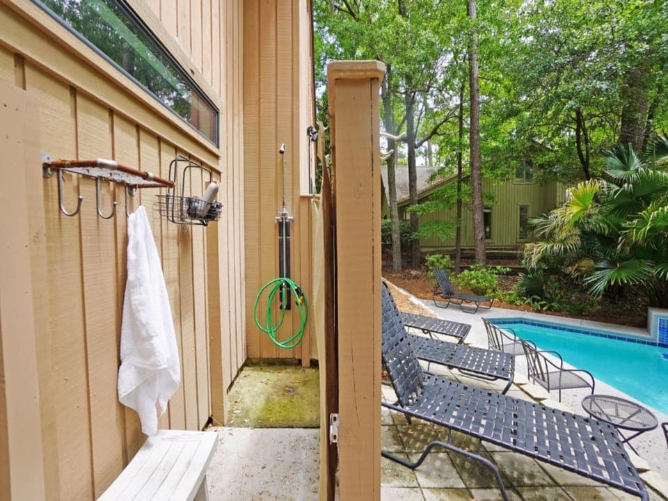 Outdoor shower to rinse off the sand!
